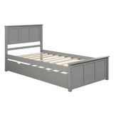 Classic Twin Platform Bed with Twin Trundle and Headboard - [Wood]