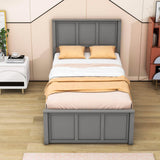 Twin Size Classic Platform Bed with Storage Drawers and Headboard