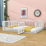 Metal Montessori Queen Toddler Floor Bed with Rails for Kids