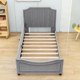 Cute Twin Low Profile Upholstered Toddler Nursery Bed with Rails