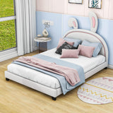 Cute Low Full Girls Leather Upholstered Platform Bed with Headboard