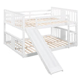 Low Full Over Full Bunk Beds with Slide for Kids Toddler - [Wooden]