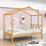 Twin Size Kids House Bed with Headboard and Storage - [Wooden]