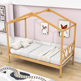 Twin Size Kids House Bed with Headboard and Storage - [Wooden]