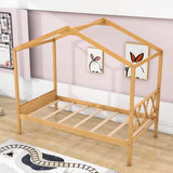 Twin Size Kids House Bed with Headboard and Storage - [Wooden]