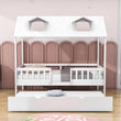 Wooden Twin Kids House Bed with Rails and Twin Trundle Bed