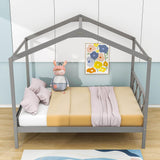 Full Size Kids House Bed with Headboard and Storage - [Wooden]