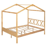 Full Size Kids House Bed with Headboard and Storage - [Wooden]