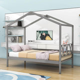 Twin Size Kids House Bed with Headboard and Storage - [Wooden]