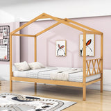 Twin Size Kids House Bed with Headboard and Storage - [Wooden]