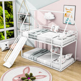 Low Twin Over Twin House Loft Bunk Beds with Slide for Kids, Toddler