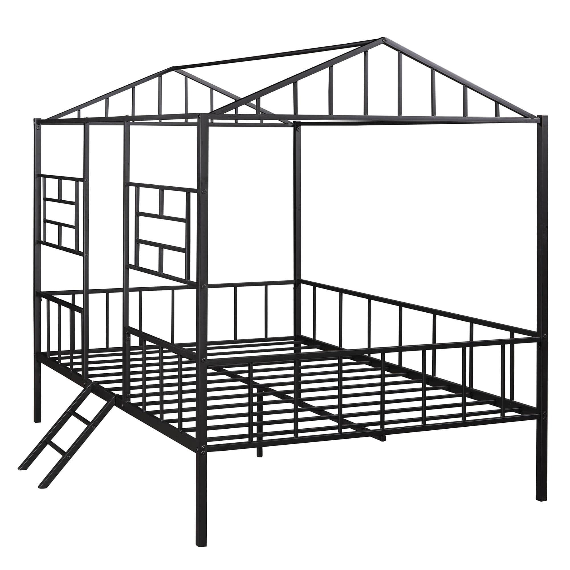 Full Size Metal House Bed Frame for Kids, Toddler