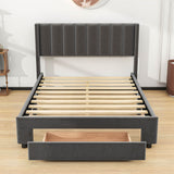 Velvet Full Size Upholstered Platform Bed Frame with Headboard and Storage