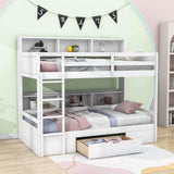 Twin Over Twin Bunk Beds with Storage Drawers and Shelves for Kids Adults - [Wooden]