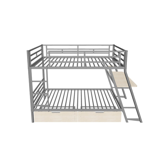 Metal Full Size Bunk Beds with Desk and Storage for Adults, Teens