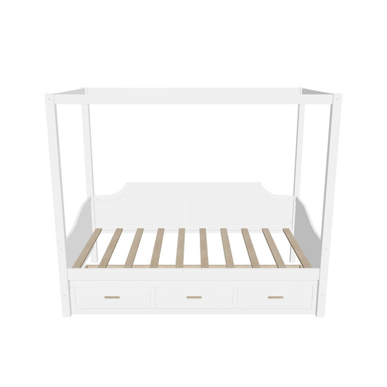 Wooden Twin Canopy Daybed with Storage - [Drawers]