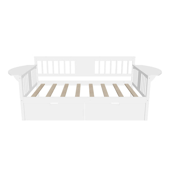 Wood Twin Daybed with Storage - [Drawers, Side Shelves]