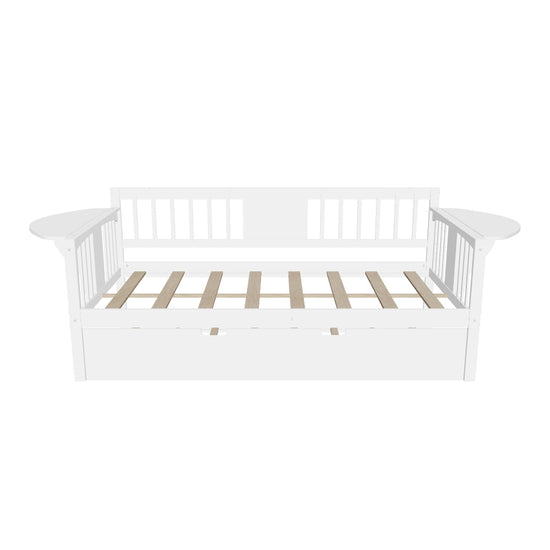 Wooden Full Size Daybed with Trundle Bed and Storage