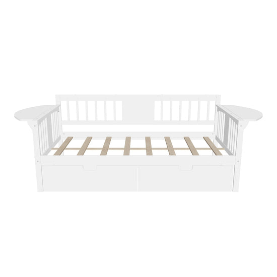 Wood Full Size Daybed with Storage - [Drawers, Side Shelves]