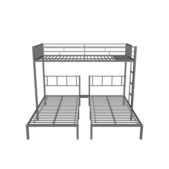 Metal Triple Twin over Twin & Twin Bunk Bed with Table - [Separable]