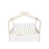 Full House Kids Bed Frame with Twin Trundle Bed and Bookshelf Storage