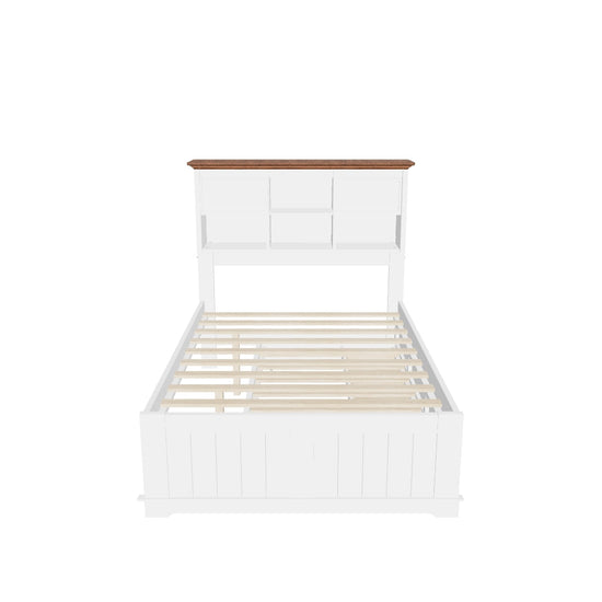 Solid Wood Full Size Captains Bed with Twin Trundle and Storage - [Drawers, Shelves]