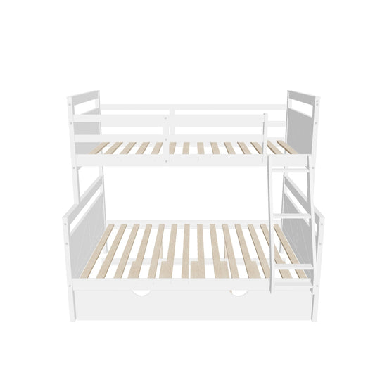 Modern Twin Over Full Bunk Beds with Trundle for Kids, Adults - [Wooden, Convertible]