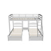 Wood Full Over Twin & Twin Triple Storage Bunk Bed - [Drawers]