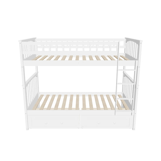 Convertible Twin Over Twin Bunk Beds with Storage Drawers - [Wooden]