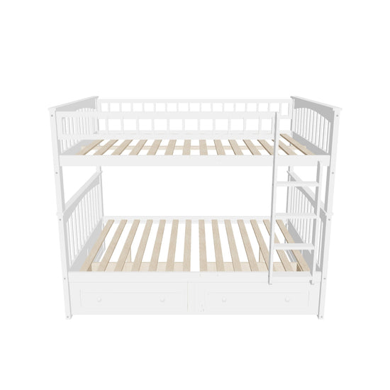 Full Over Full Bunk Beds with Storage Drawers for Kids - [Wood, Convertible, Small Room]