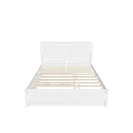 Queen Platform Bed Frame with Pull Out Shelves and Twin XL Trundle