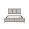 Queen Size Wood Platform Bed with Storage and Rattan Headboard