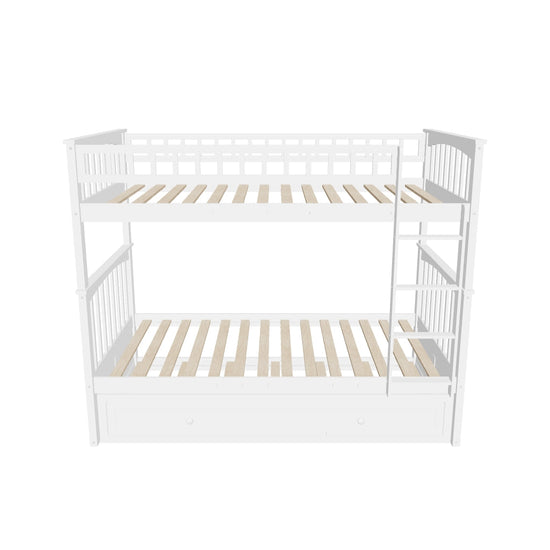 Twin Over Twin Convertible Bunk Bed with Twin Trundle - [Wooden]