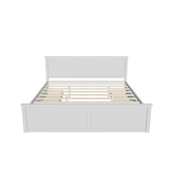 Wooden King Size Platform Bed with Storage and Headboard - [Drawers]