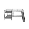 Twin Corner Quad Bunk Beds with Slide for Kids - [Metal, L-Shaped]