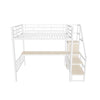 Full Size Loft Bed with Desk and Storage Stairs for Kids, Adult - [Wardrobe, Convertible]