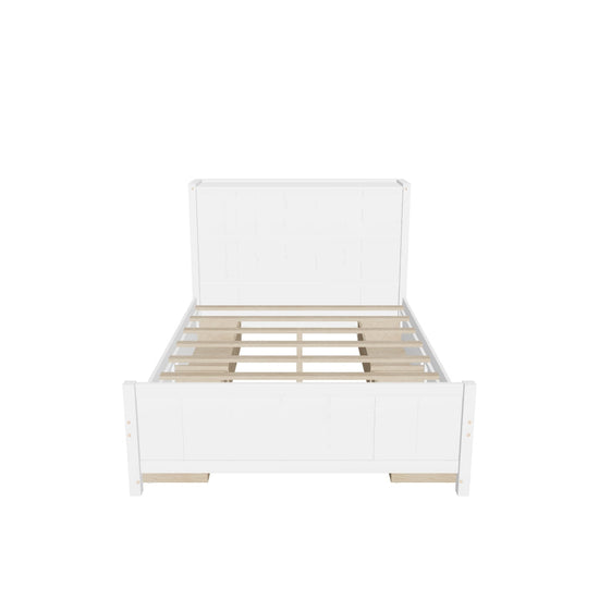 Wooden Full Size Platform Bed with Headboard and Storage - [Drawers, Shelves]