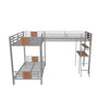 Twin Over Twin Loft Triple Bunk Beds with Desk and Storage for Kids - Metal