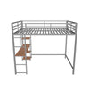 Full Size Metal Loft Bed with Desk and Storage Shelves for Kids, Adults