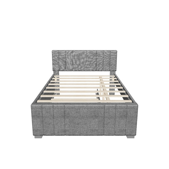 Full Size Upholstered Platform Bed with Trundle and Headboard