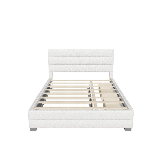 Queen Size Upholstered Platform Bed with Twin Trundle and Drawers - [Headboard]