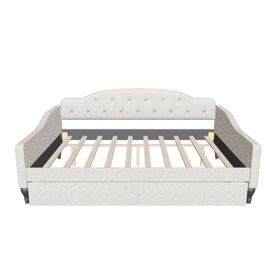 Upholstered Full Size Daybed with Storage Drawers