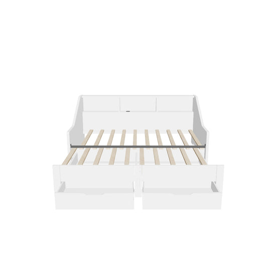 Wooden Twin to King Extendable Daybed with Pull-out Trundle and Storage