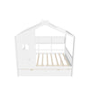 Kids Wooden Full Size House Bed with Storage Drawers, Shelves