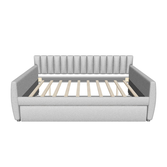 Velvet Upholstered Full Size Daybed with Trundle