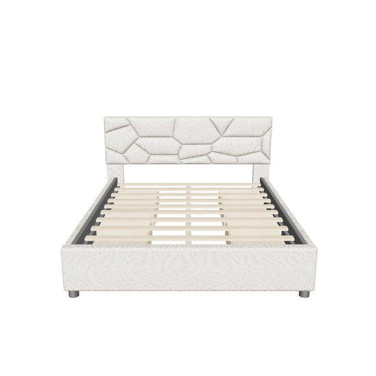 Queen Upholstered Platform Bed Frame with Headboard, Under Bed Storage