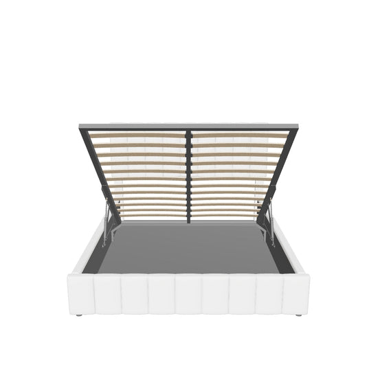 Modern Queen Upholstered Bed Frame with Storage - Hydraulic Lift System