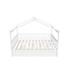 Full Size Wood House Toddler Bed Frame with Rails and Storage