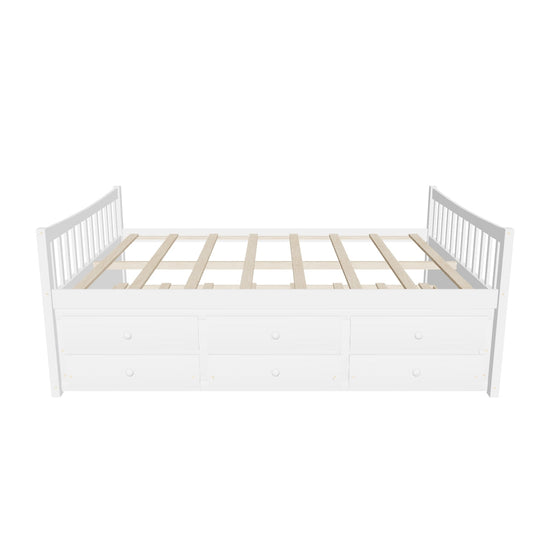 Wooden Full Size Daybed with Trundle and Storage - [Drawers, Backless]