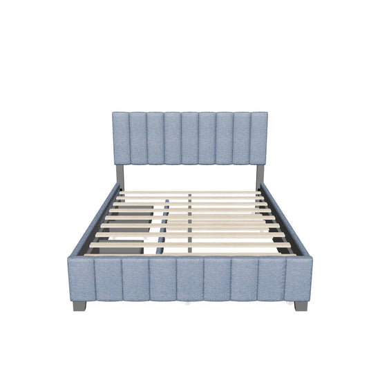 Velvet Upholstered Queen Size Platform Bed with Storage and Trundle